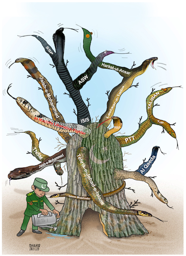 Cartoon: State of terrorism! (medium) by Shahid Atiq tagged afghanistan