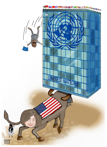 Cartoon: US Bullying Policy at UN! (medium) by Shahid Atiq tagged un