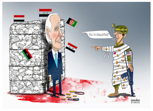 Cartoon: US soldier to Biden! (medium) by Shahid Atiq tagged usa