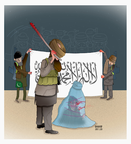 Cartoon: Violence against women... (medium) by Shahid Atiq tagged afghanistan