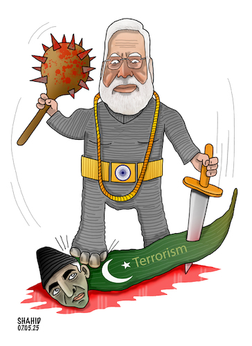 Cartoon: War against terrorism! (medium) by Shahid Atiq tagged india