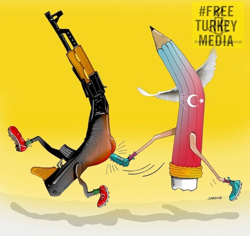 Cartoon: WORLD PRESS FREEDOM ! (medium) by Shahid Atiq tagged kabul,terror,attack