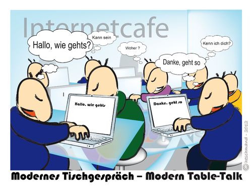 Cartoon: Modernes Tischgespräch (medium) by heschmand tagged user,computer,internetcafe