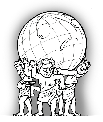 Cartoon: atlantes (medium) by gonopolsky tagged aggression