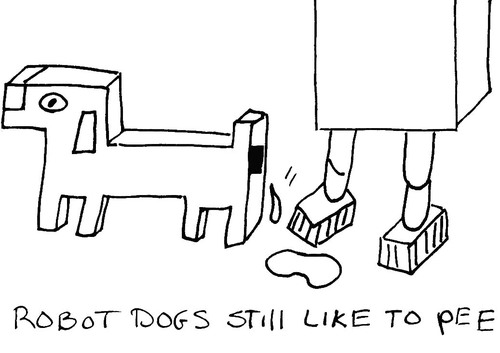 Cartoon: Gross But Cute (medium) by Deborah Leigh tagged cutebutgross,bw,dog,robot,doodle