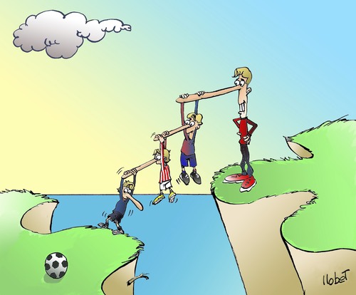 Cartoon: Noses Team (medium) by llobet tagged humor,football,soccer,precipice,edge,team,nose,futbol,equipo,sport