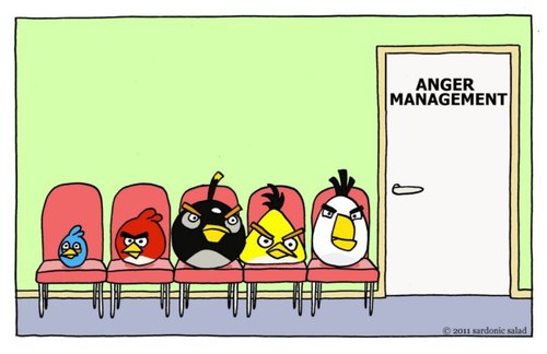 Cartoon: anger management (medium) by sardonic salad tagged salad,sardonic,management,anger,comic,cartoon,gaming,birds,angry