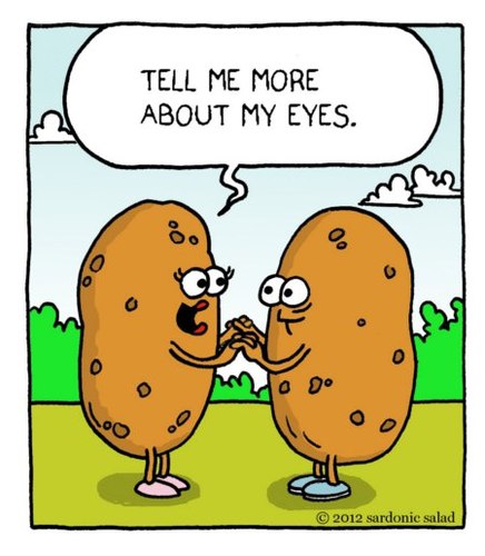 Cartoon: spud love (medium) by sardonic salad tagged potato,cartoon,comic,spud,eyes,love,couple,sardonic,salad