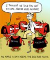 Cartoon: an apple a day keeps the Dr away (small) by sardonic salad tagged apple apples doctor gang