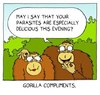 Cartoon: Compliments (small) by sardonic salad tagged gorilla,parasite,cartoon,comic,compliment,sardonic,salad