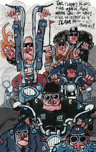 Cartoon: The Happy Riders (medium) by Fredjoo tagged motorclub