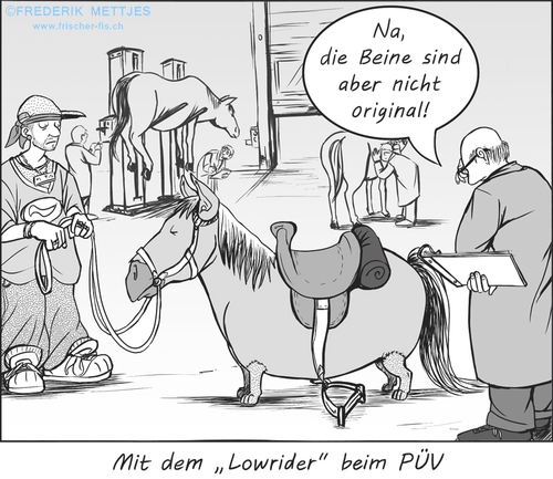 Cartoon: PÜV (medium) by Zapp313 tagged pferd,tuning,lowrider,tiefergelegt,tüv,werkstatt