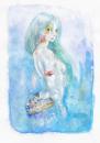 Cartoon: Mermaid (small) by Laurie Mouret tagged watercolours,mermaid,blue,see,ocean,
