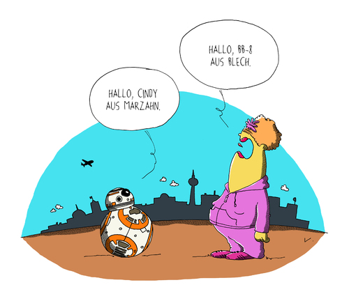 Cartoon: BB-8 (medium) by SCHÖN BLÖD tagged thomas,luft,cartoon,lustig,star,wars,roboter,bb8,cindy,aus,marzahn,blech,berlin,thomas,luft,cartoon,lustig,star,wars,roboter,bb8,cindy,aus,marzahn,blech,berlin