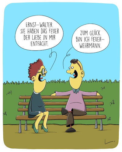 Cartoon: Feuer (medium) by SCHÖN BLÖD tagged feuerwehrmann,liebe,bank,date,feuer,feuerwehrmann,liebe,bank,date,feuer
