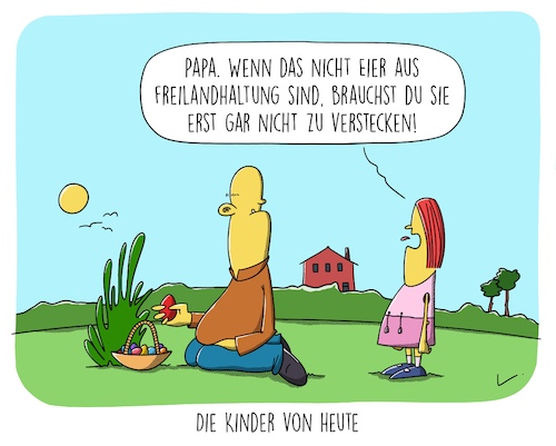 Cartoon: Freilandeier (medium) by SCHÖN BLÖD tagged thomas,luft,cartoon,lustig,spaß,humor,freilandeier,eier,ostern,ostereiersuche,kind,tochter,vater,verstecken,thomas,luft,cartoon,lustig,spaß,humor,freilandeier,eier,ostern,ostereiersuche,kind,tochter,vater,verstecken