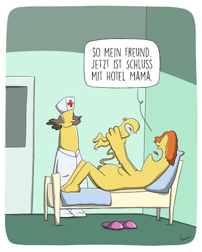 Cartoon: Hotel Mama (medium) by SCHÖN BLÖD tagged thomas,luft,cartoon,hotel,mama,krankenschwester,krankenhaus,geburt,entbindung,kind,baby,thomas,luft,cartoon,hotel,mama,krankenschwester,krankenhaus,geburt,entbindung,kind,baby