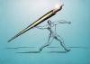 Cartoon: pen thrower (small) by javad alizadeh tagged thrower,throwing,olympic,sports