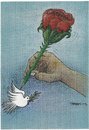 Cartoon: Rose and Pigeon (small) by ercan baysal tagged rose,pigeon,hand,fly,art,artwork,satire,good,job,vision,idea,picture,draw,word,tag,opinion,picturize,create,fine,ercanbaysal,resistance,handmade,work,cartoons,literature,baysal,artist