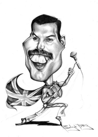 Cartoon: Freddie Mercury (medium) by bpatric tagged famous,people