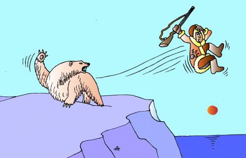 Cartoon: Attack (medium) by Alexei Talimonov tagged attack,polar,bear,hunting,pole