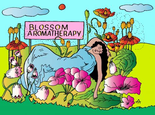 Cartoon: Blossom Aromatherapy (medium) by Alexei Talimonov tagged blossoms,plants,therapy,nature
