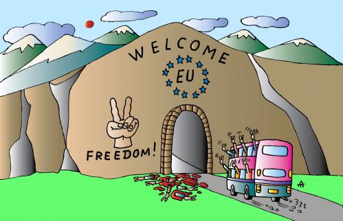 Cartoon: EU welcome (medium) by Alexei Talimonov tagged eu