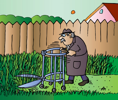 Cartoon: Gardening (medium) by Alexei Talimonov tagged old,garten,grün,wohnen,gartenarbeit