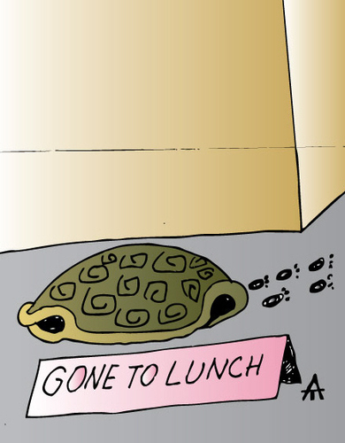 Cartoon: Gone To Lunch (medium) by Alexei Talimonov tagged turtle,lunch