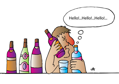 Cartoon: Hello Vodka! (medium) by Alexei Talimonov tagged vodka,alcohol,drinking