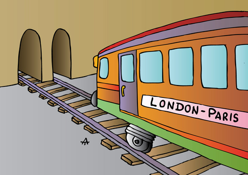 Cartoon: London-Paris (medium) by Alexei Talimonov tagged train,london,paris