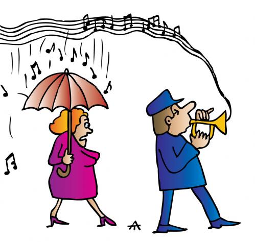 Cartoon: Music (medium) by Alexei Talimonov tagged music,weather,rain,umbrella