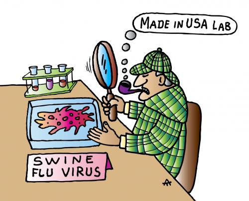 Cartoon: Swine Flu Virus (medium) by Alexei Talimonov tagged swine,flu,virus