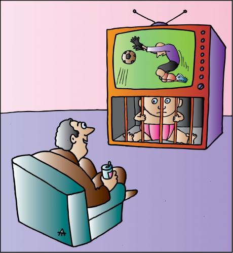 Cartoon: TV (medium) by Alexei Talimonov tagged tv,children,family,parents,football