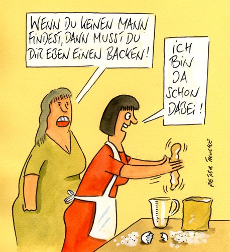 Cartoon: backen (medium) by Peter Thulke tagged single,ehe,backen,frauen,frauen,backen,ehe,single