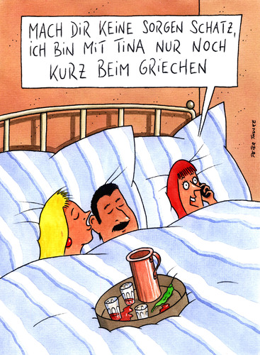 Cartoon: beim griechen (medium) by Peter Thulke tagged essen,griechisch,seitensprung,essen,griechisch,seitensprung