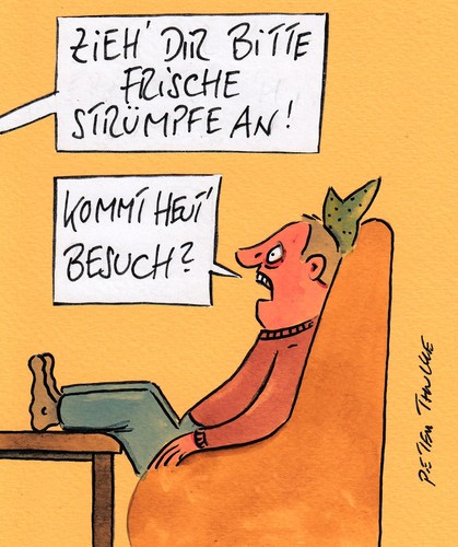 Cartoon: besuch (medium) by Peter Thulke tagged familie,mann,frau