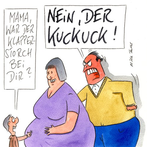 Cartoon: kuckuck (medium) by Peter Thulke tagged kuckuckskind,schwanger,kuckuckskind,schwanger,kuckuck,familie,kinder,eltern,fremgehen,seitensprung,vaterschaft,vater,mutter