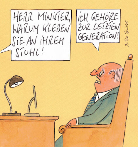 Cartoon: letzte Generation (medium) by Peter Thulke tagged nein,nein