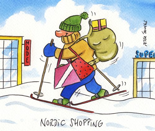 Cartoon: nordic shopping (medium) by Peter Thulke tagged shoppen,weihnachten,weihnachtseinkauf,shoppen,weihnachten,weihnachtseinkauf