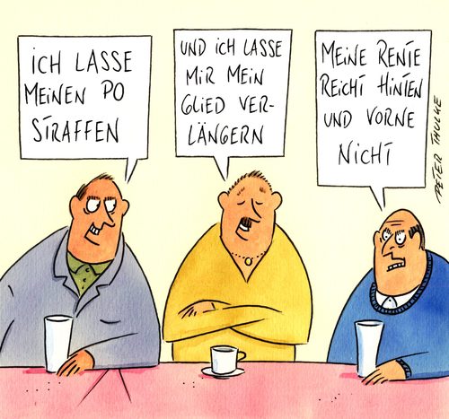 Cartoon: po (medium) by Peter Thulke tagged rente,schönheits,op,rente,schönheit,beauty,op,schönheitsideal,operation,silikon,körper,männer,frauen