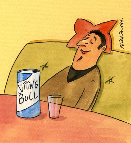 Cartoon: sitting bull (medium) by Peter Thulke tagged entspannt