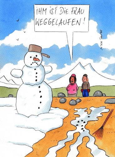 Cartoon: weggelaufen (medium) by Peter Thulke tagged schnee,winter,schneemann,schnee,winter,schneemann