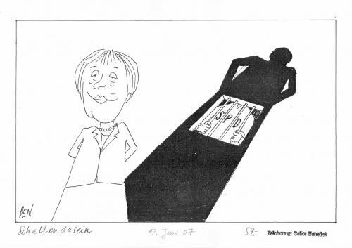 Cartoon: Schattendasein (medium) by Gabor Benedek tagged spd,merkel,