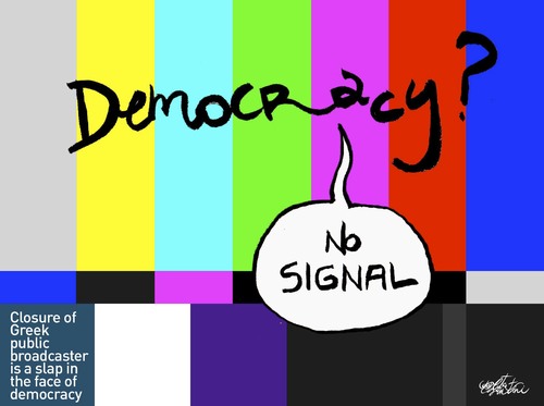 Cartoon: Democracy No signal Greek (medium) by Political Comics tagged democracy,greek