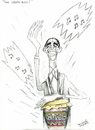 Cartoon: New Obama Music (small) by Raquel tagged obama,caricature
