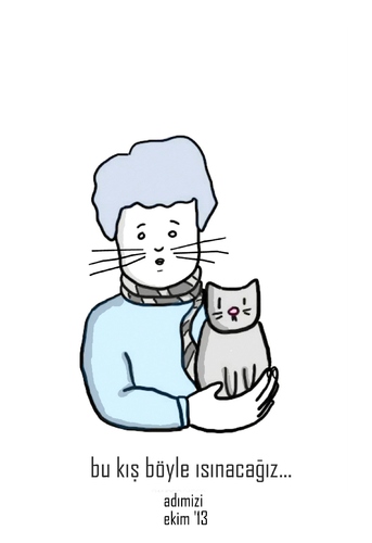 Cartoon: cat and winter (medium) by adimizi tagged cizgi