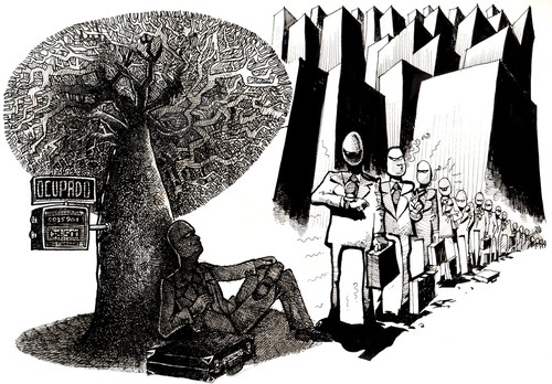 Cartoon: Off Duty (medium) by Cortiano tagged trees,pollution,deforestation