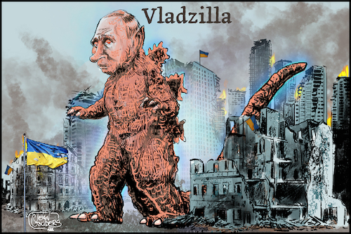 Cartoon: Vladzilla (medium) by jean gouders cartoons tagged putin,ukrain,war,putin,ukrain,war