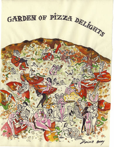 Cartoon: Garden of pizza delights (medium) by Otilia Bors tagged pizzapitch